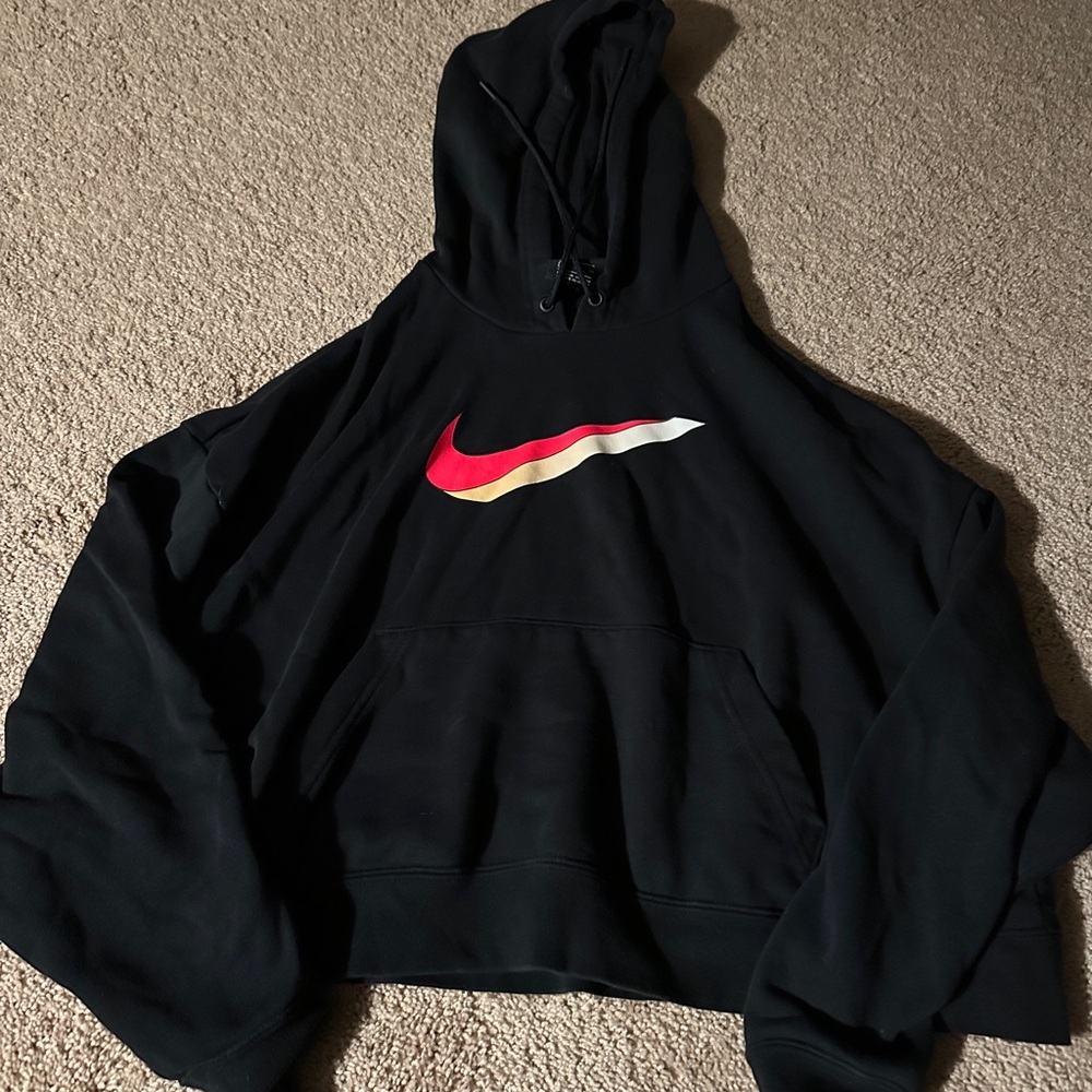 Nike Black Hoodie with Red and White Swoosh